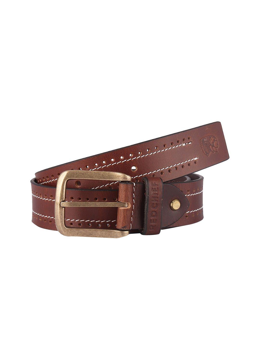 red chief men brown textured leather belt