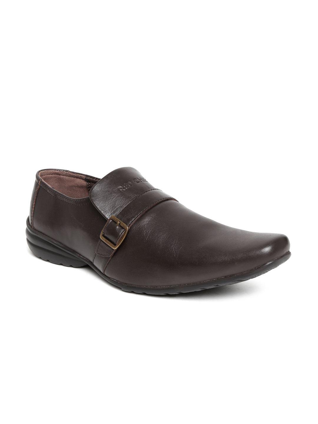 red chief men coffee brown leather semiformal shoes