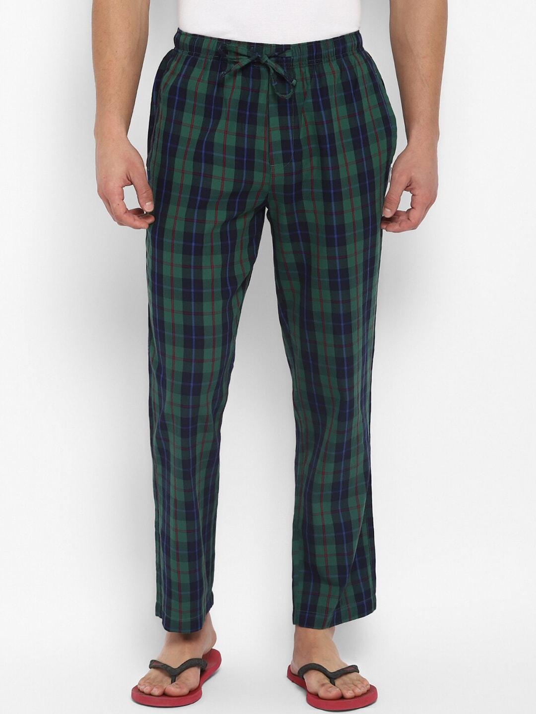 red chief men green checked lounge pants