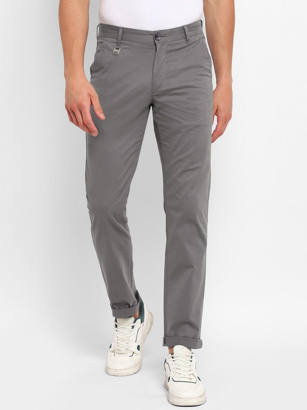 red chief men grey slim fit trousers
