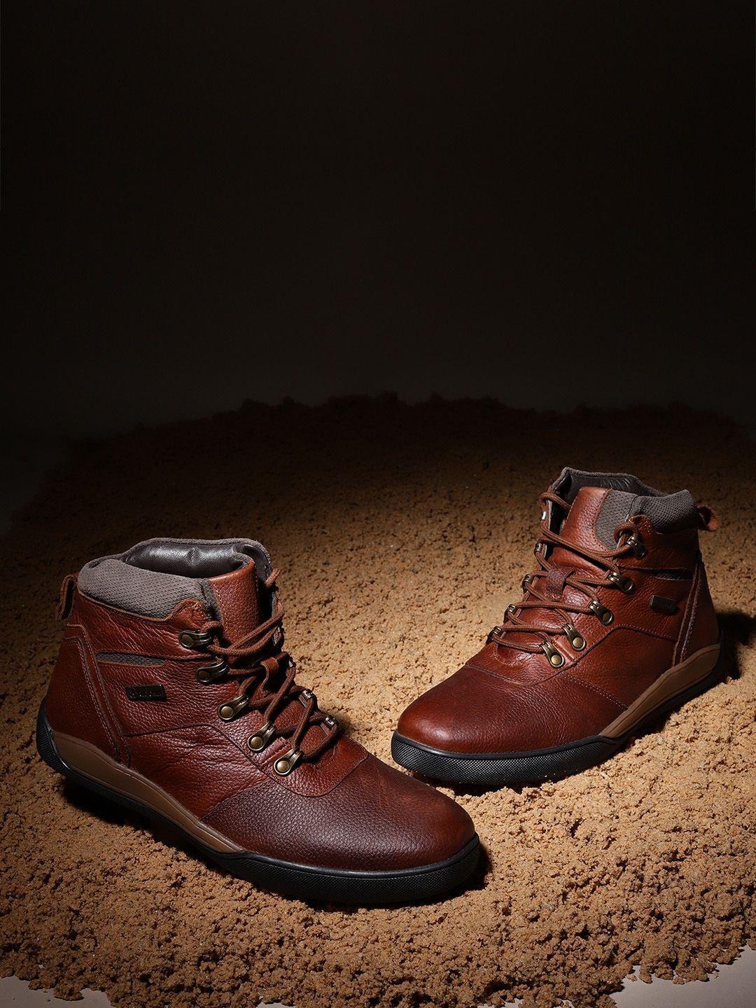 red chief men leather lace-up biker boots