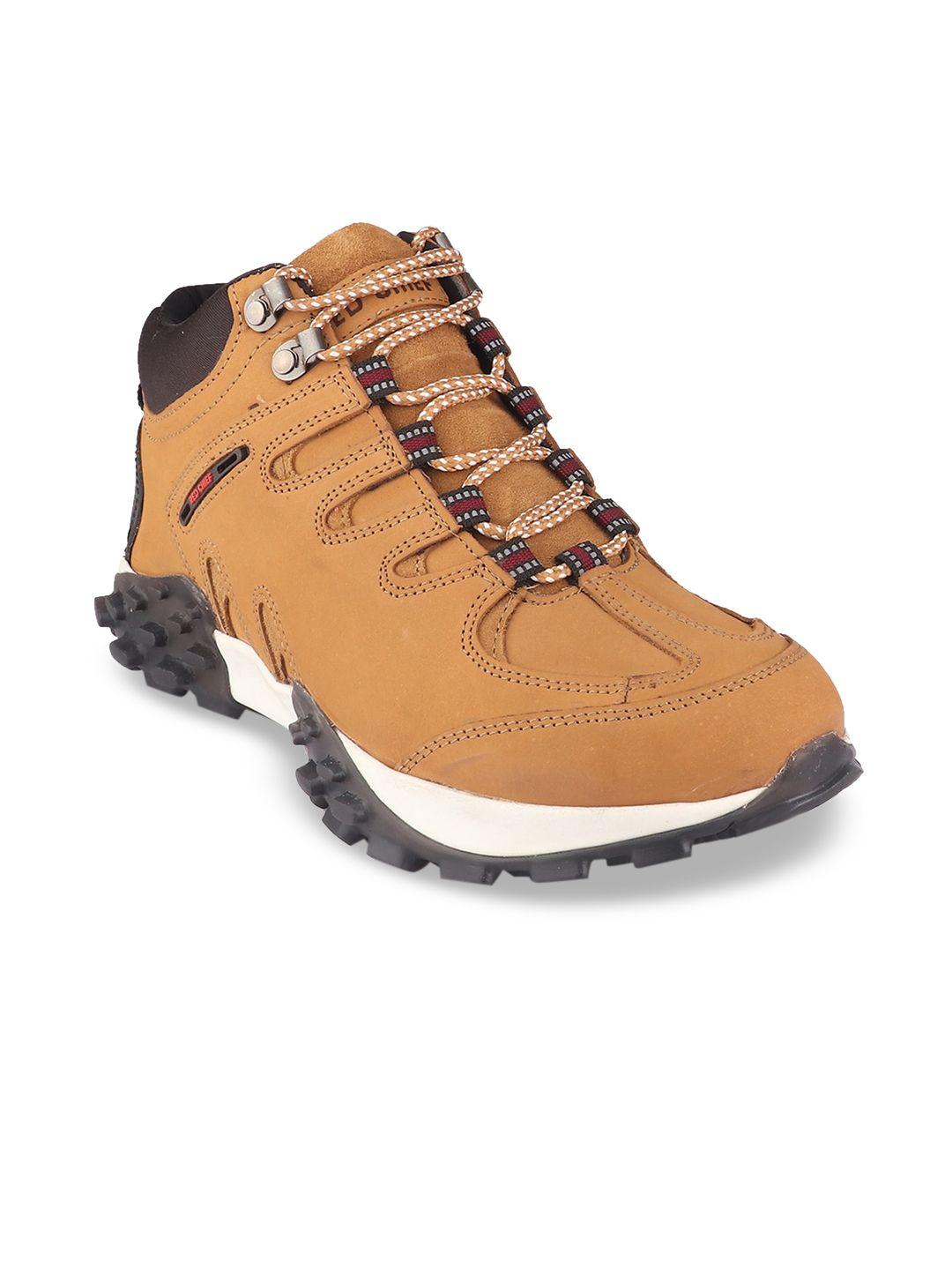 red chief men leather trekking shoes