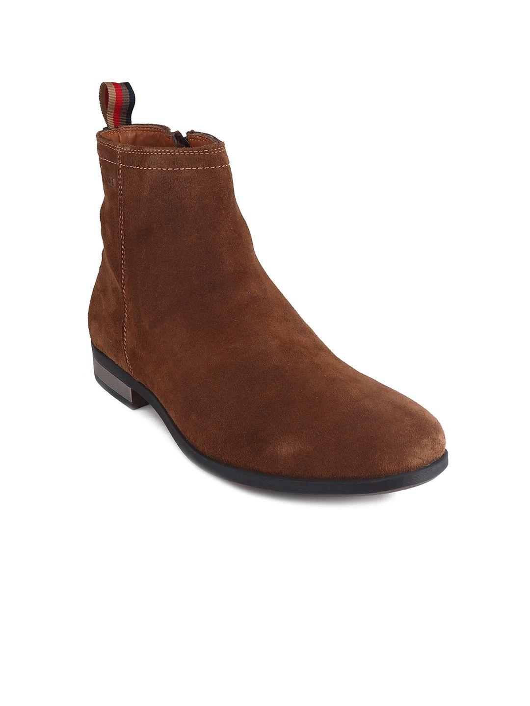 red chief men leather zip-up boots