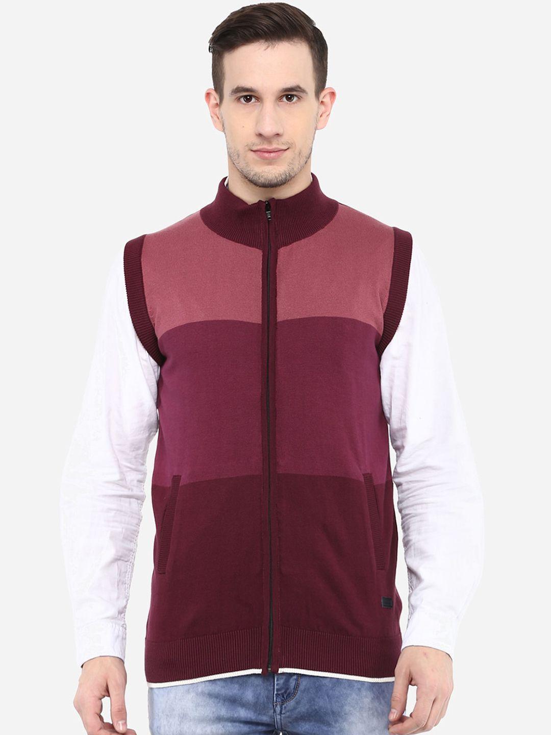 red chief men maroon colourblocked sweater