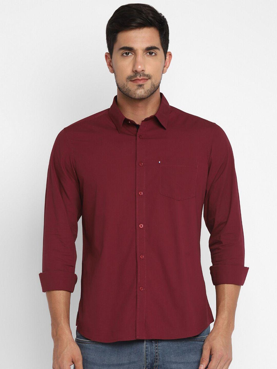 red chief men maroon slim fit casual shirt