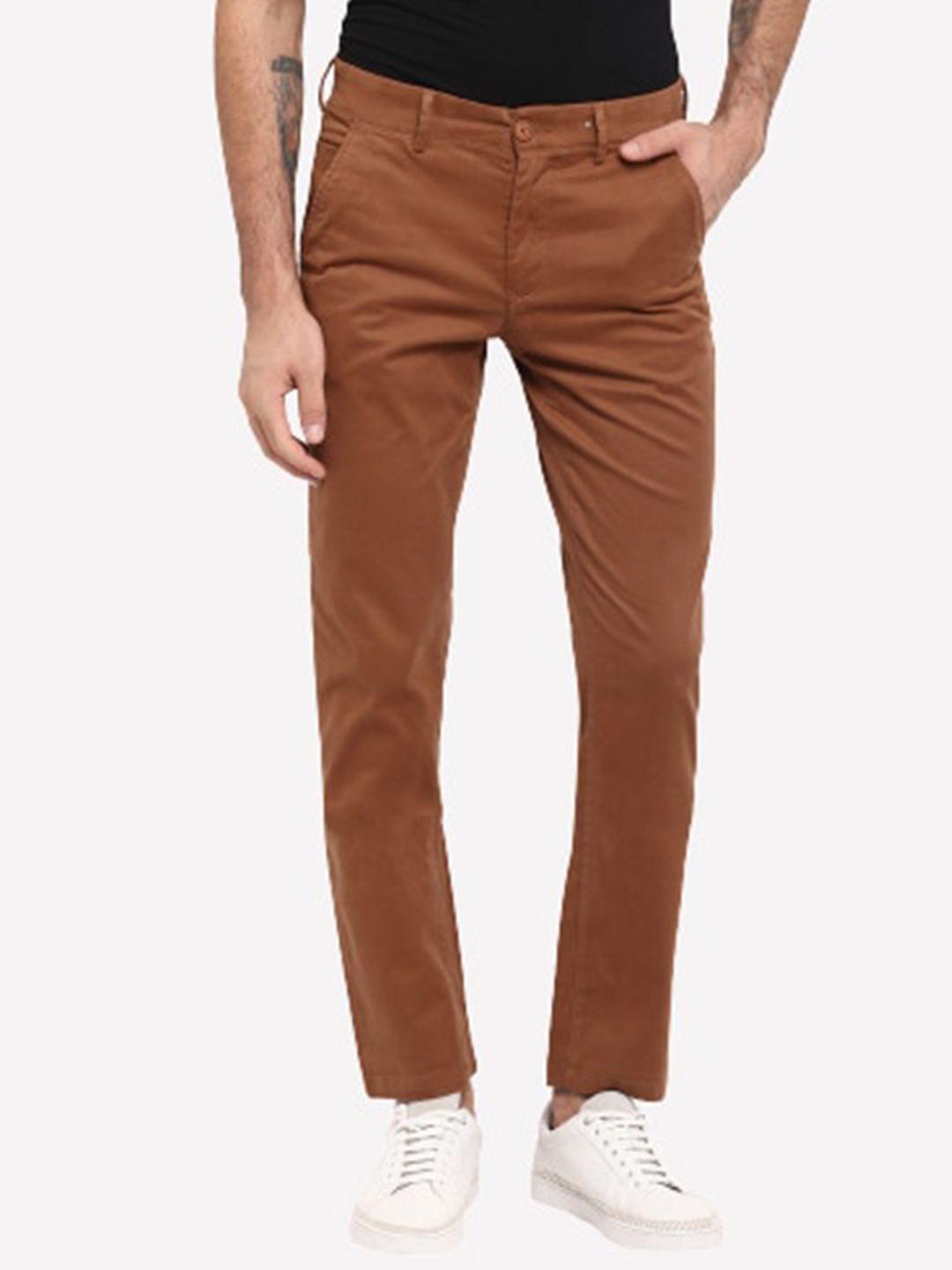 red chief men mid-rise slim fit regular cotton trousers