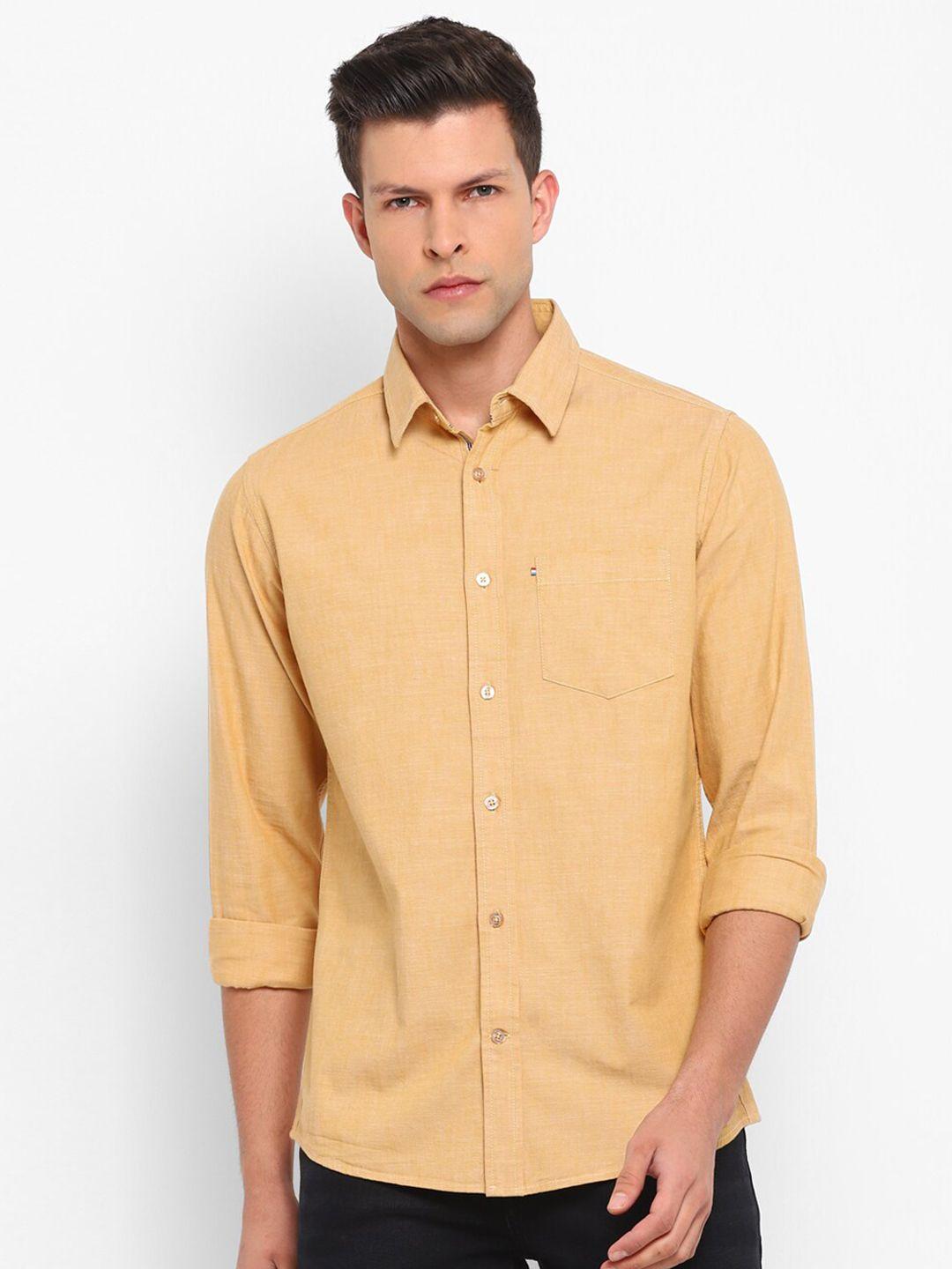 red chief men mustard slim fit casual shirt