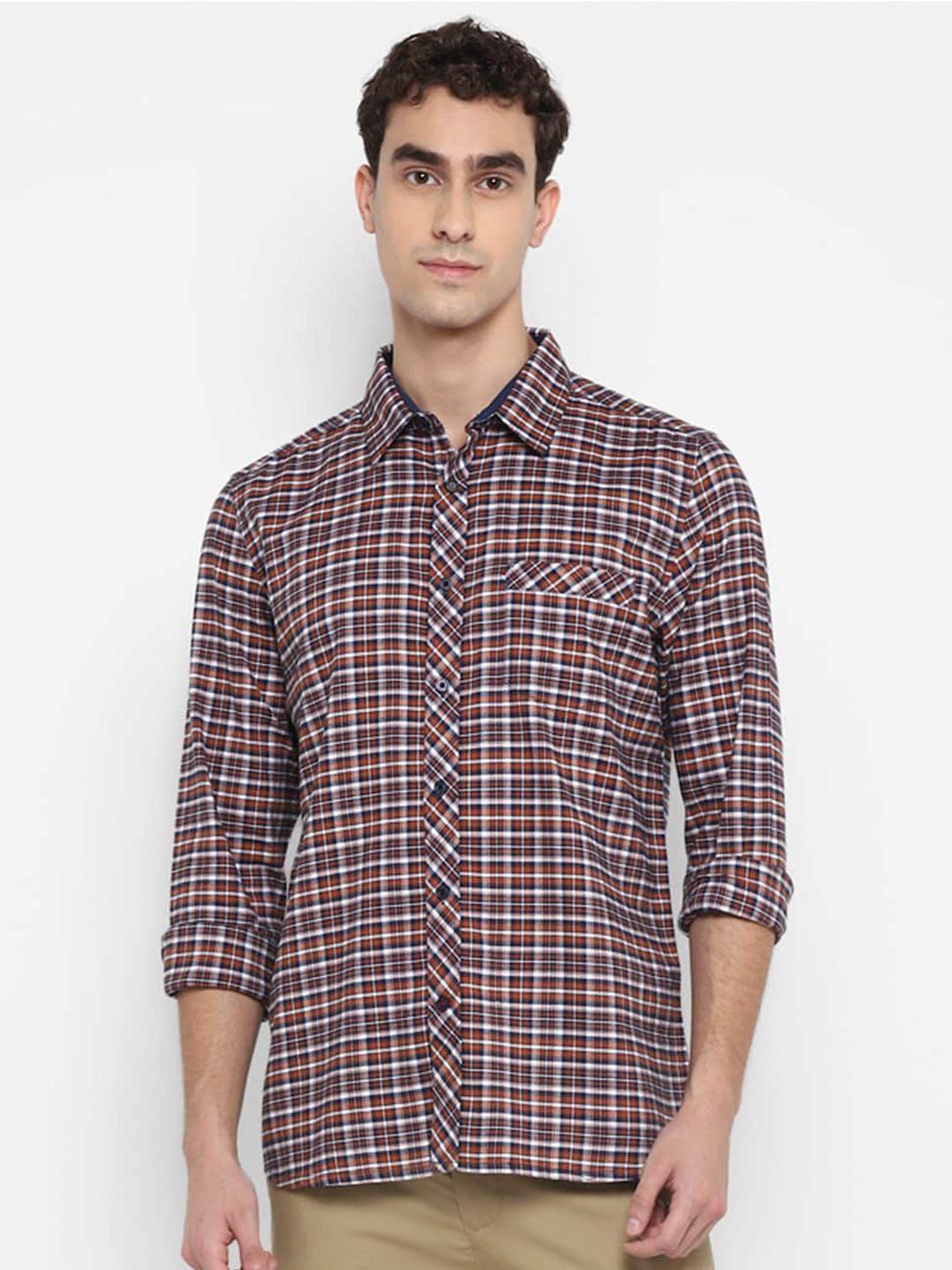 red chief men orange checked casual shirt