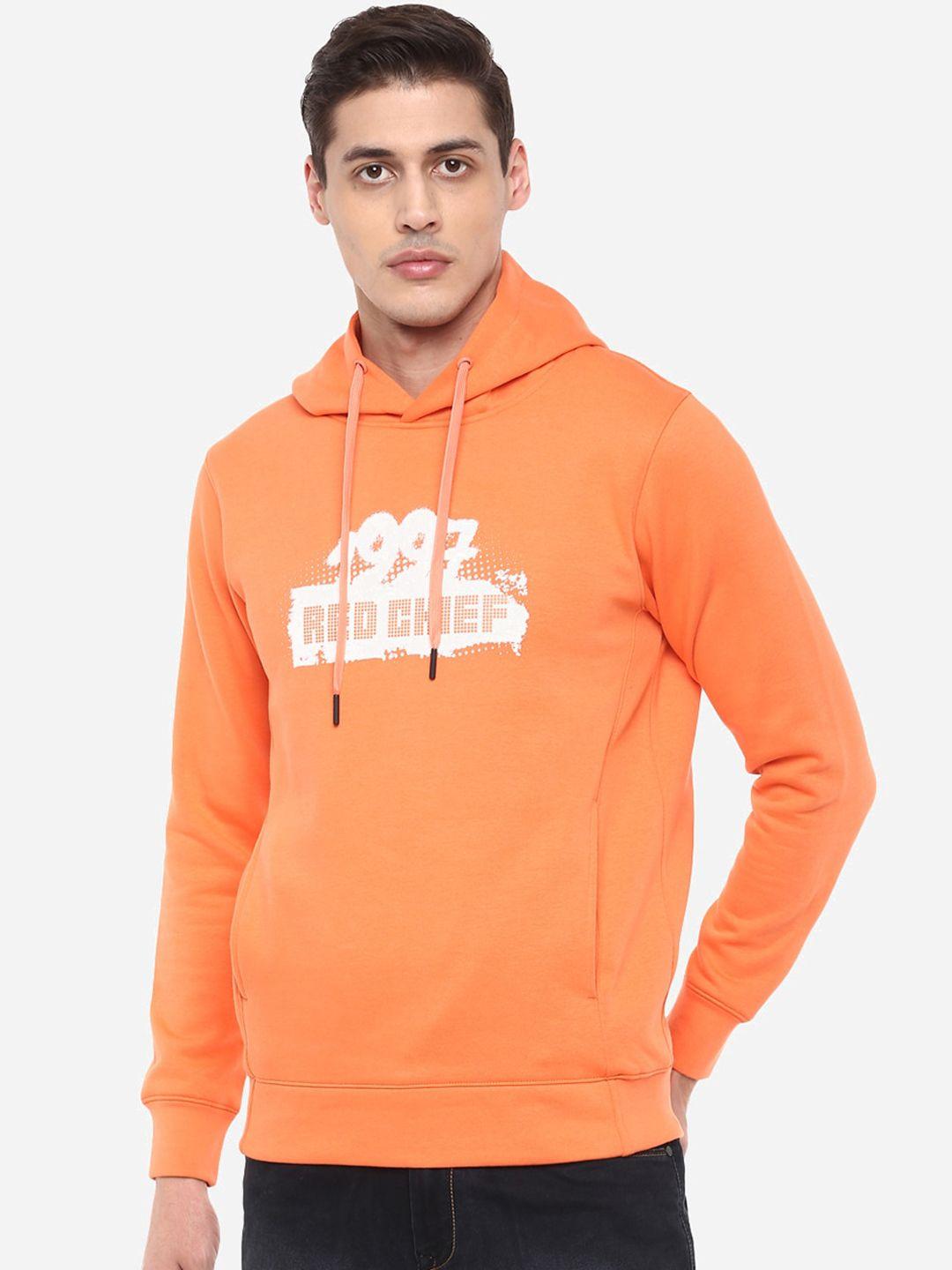 red chief men peach-coloured printed sweatshirt