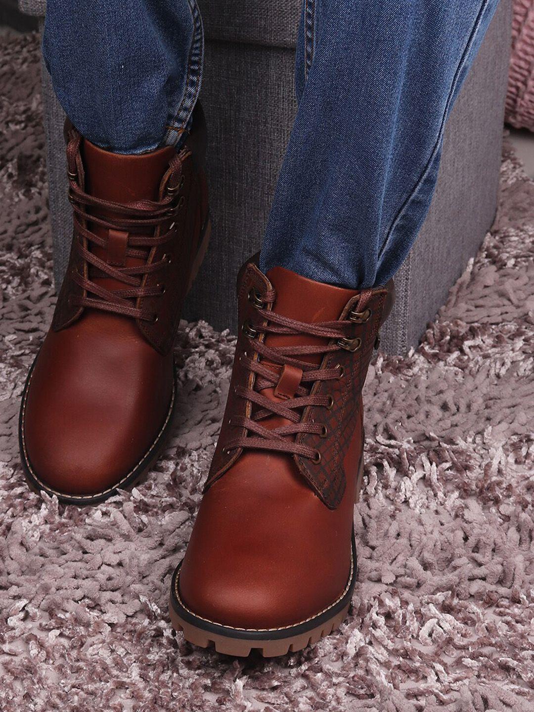 red chief men printed leather regular boots