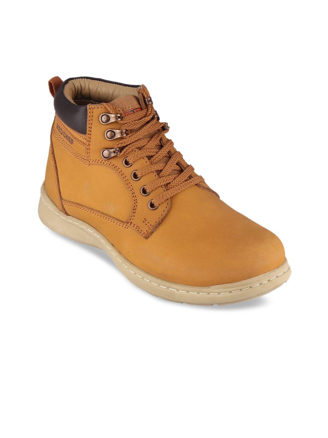 red chief men rust brown leather high-top sneakers