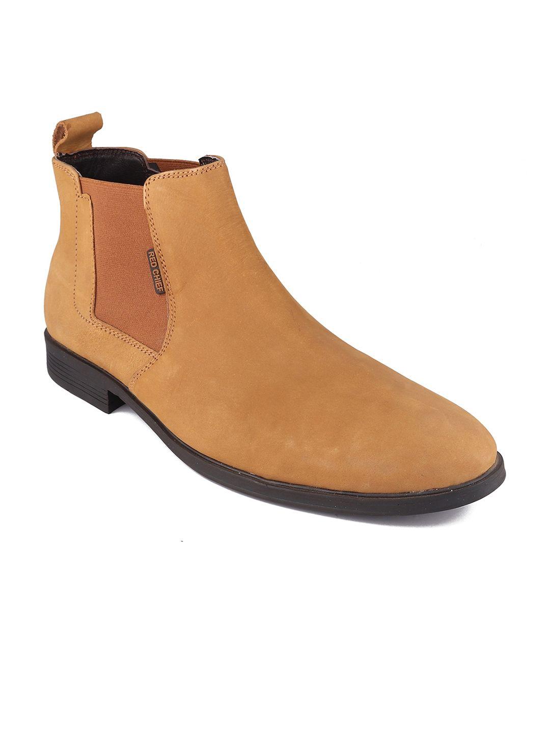 red chief men rust brown solid leather chelsea boots