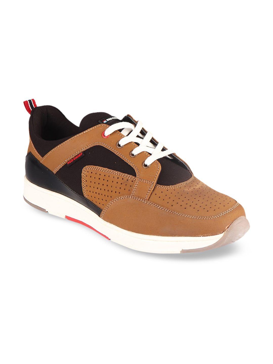 red chief men rust colourblocked leather sneakers