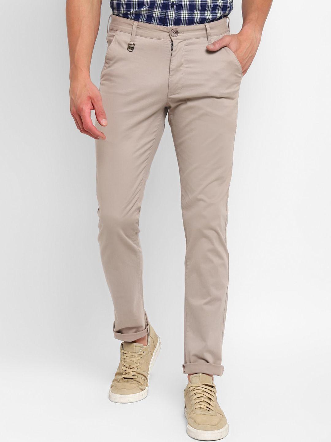 red chief men slim fit mid-rise trousers