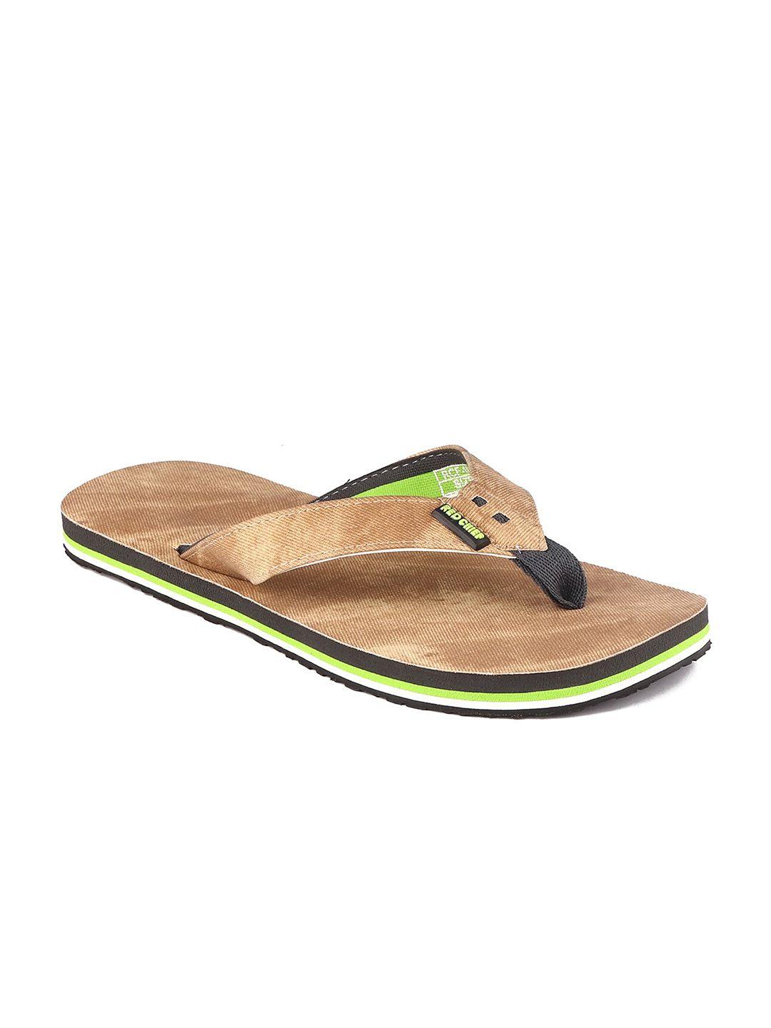 red chief men tan & green rubber thong flip-flops