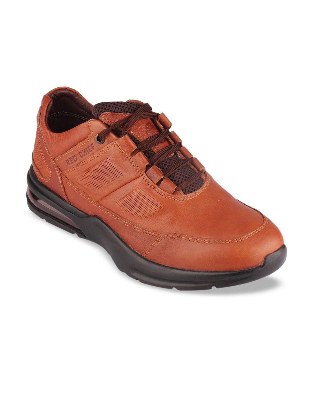 red chief men tan brown leather sneakers