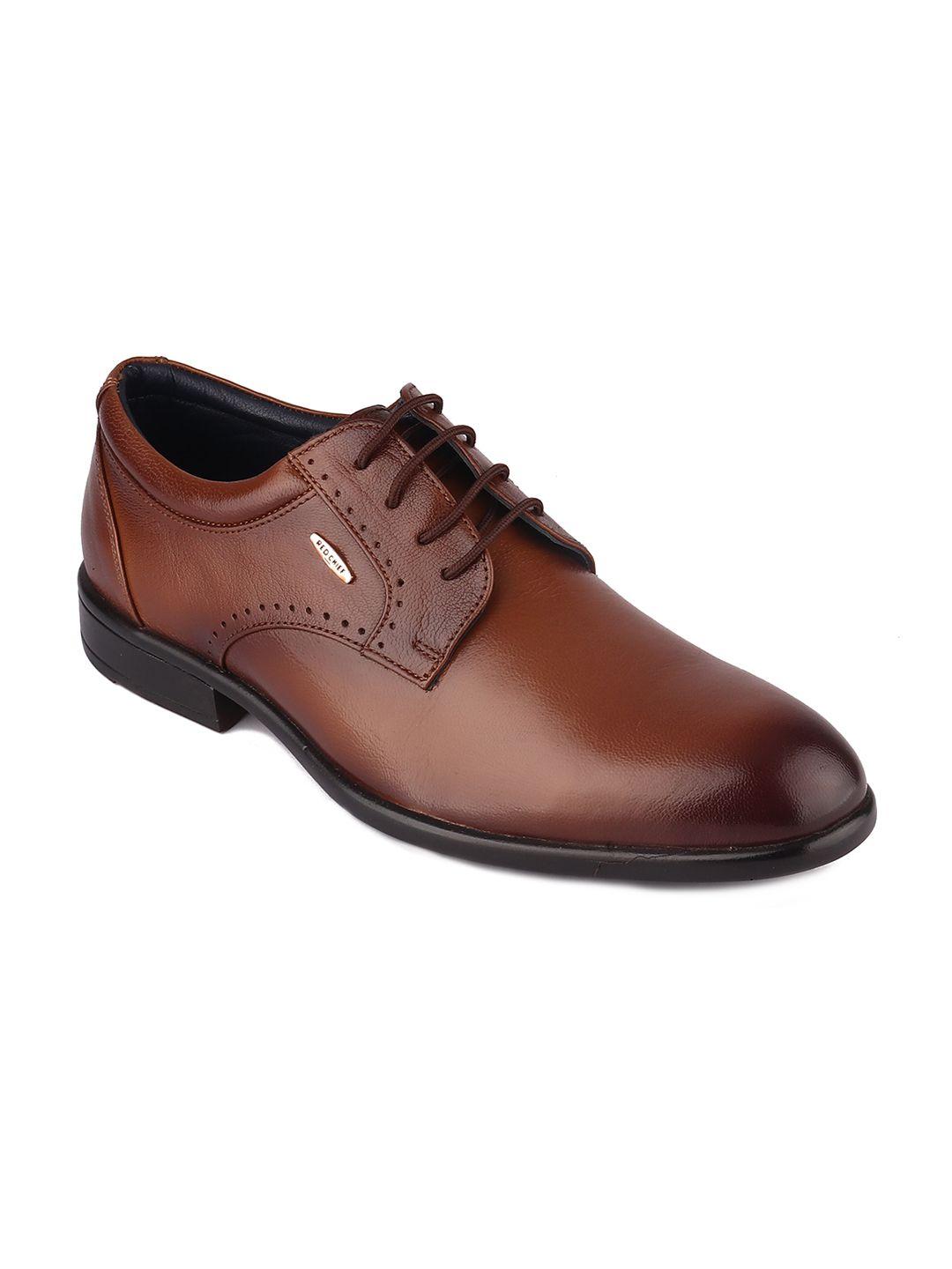 red chief men tan brown solid leather derbys formal shoes