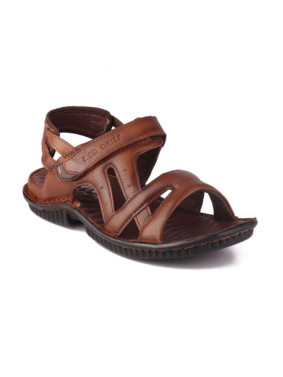 red chief men tan leather comfort sandals