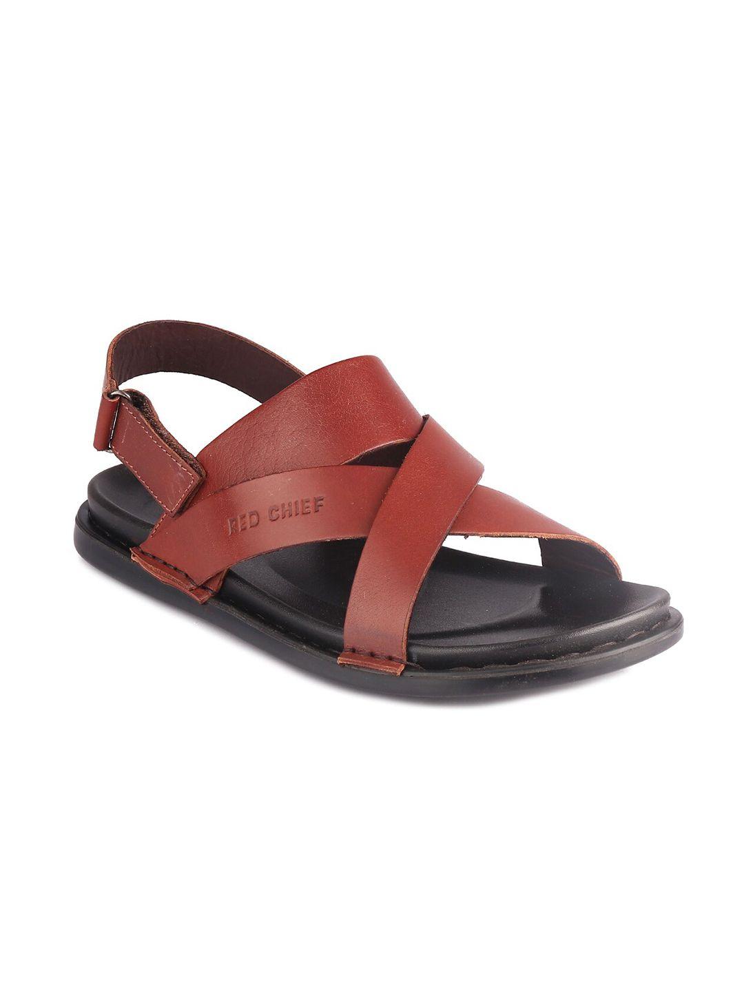 red chief men tan leather comfort sandals