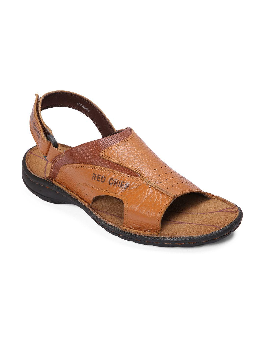 red chief men tan leather comfort sandals