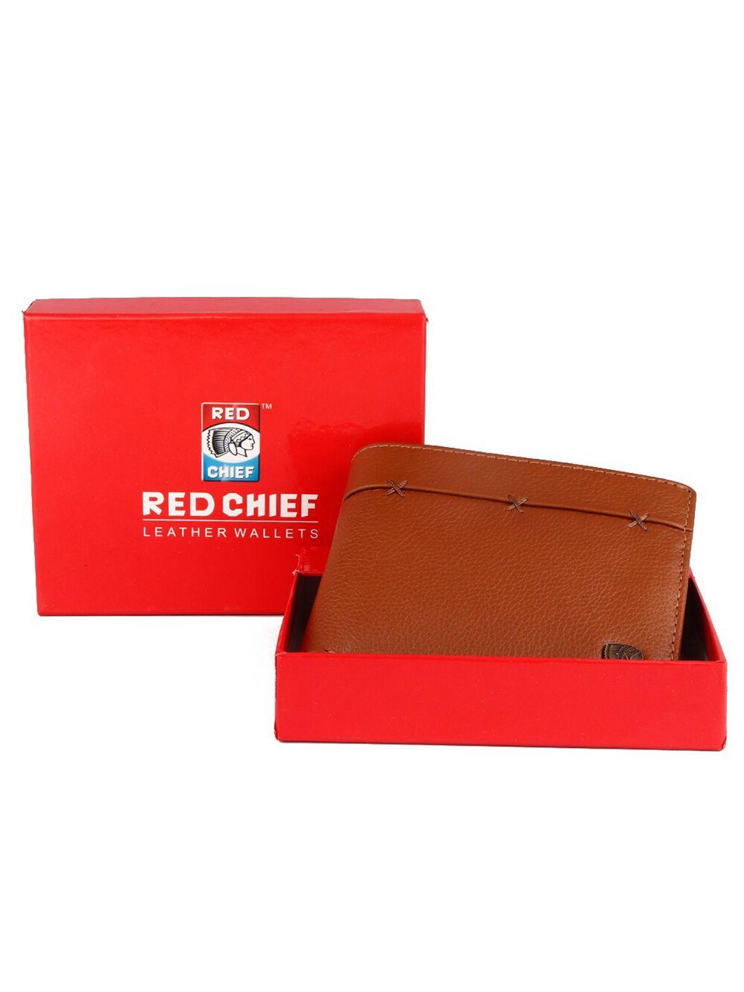 red chief men tan leather two fold wallet