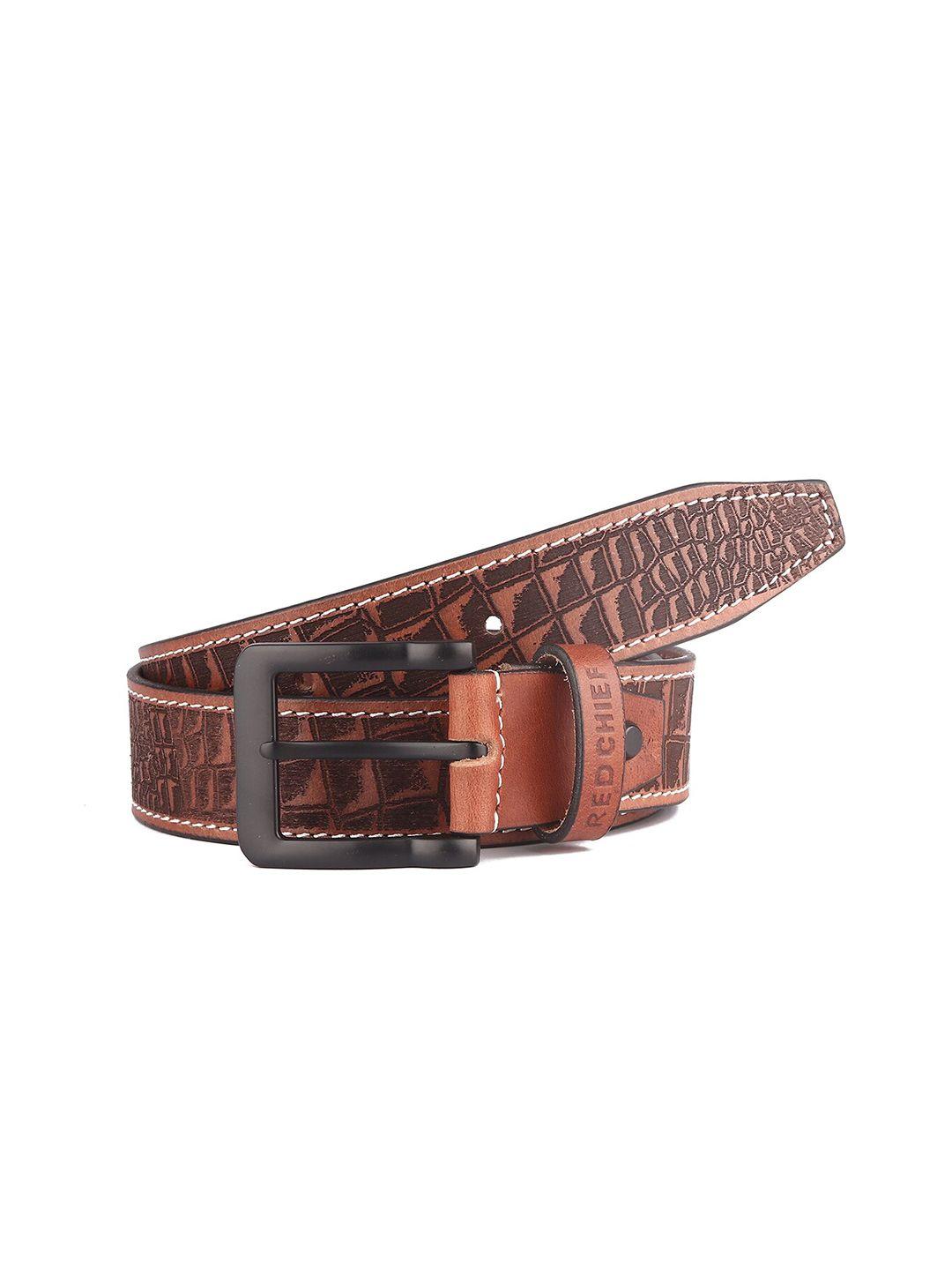 red chief men tan textured leather belt