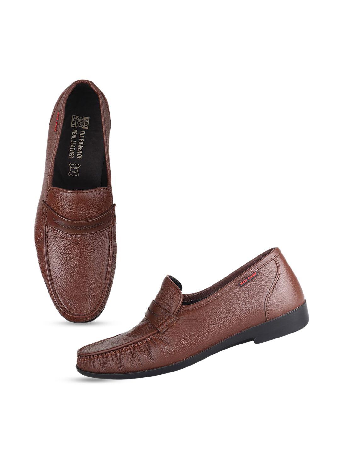 red chief men textured leather formal penny loafers
