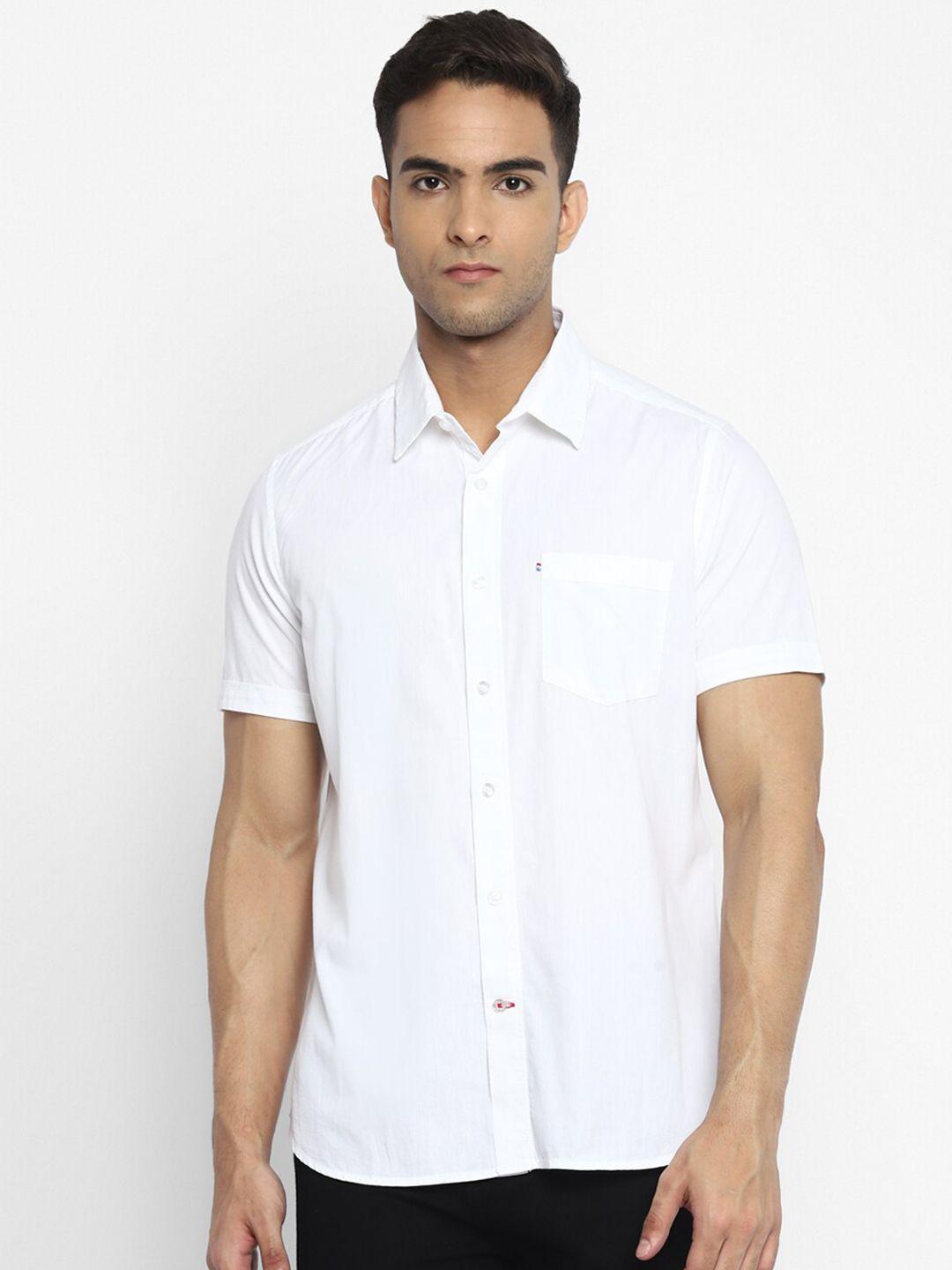 red chief men white slim fit casual shirt