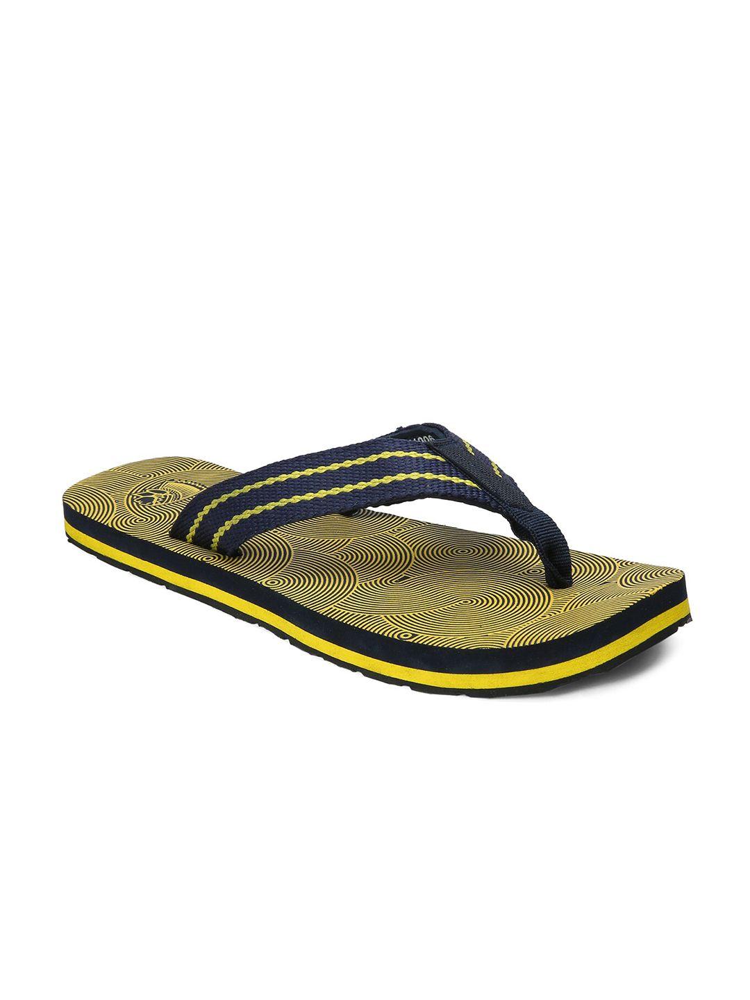 red chief men yellow & black printed thong flip-flops