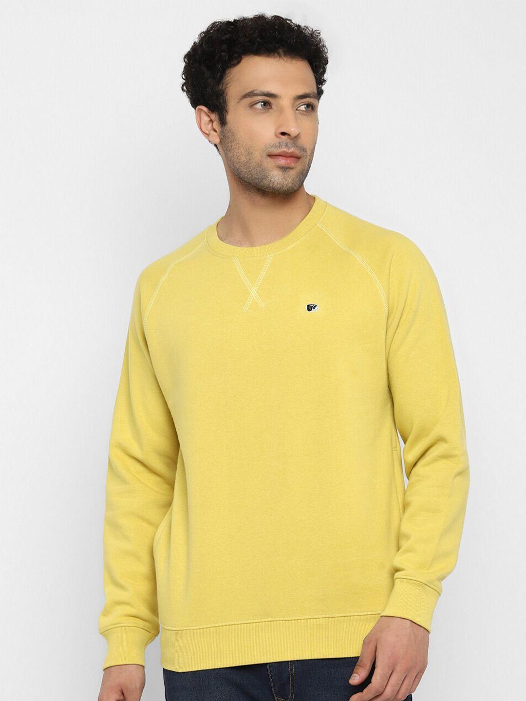 red chief men yellow solid cotton sweatshirt