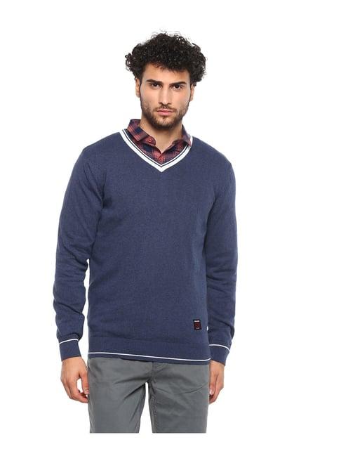 red chief navy melange textured sweater