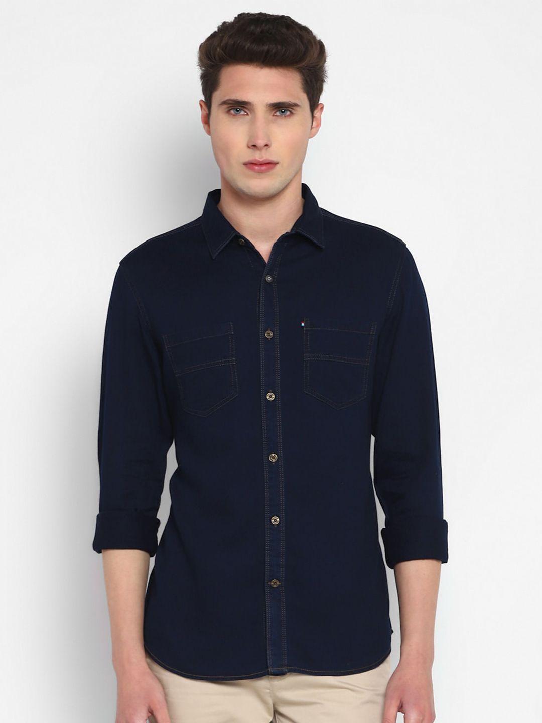 red chief slim fit denim cotton casual shirt