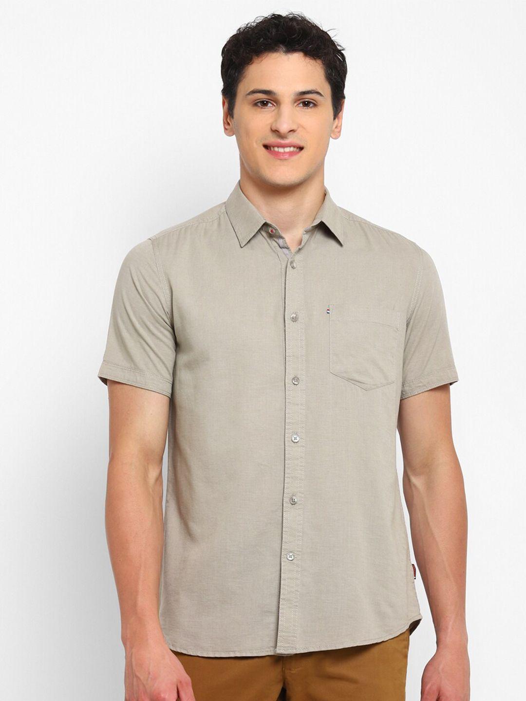 red chief slim fit opaque cotton casual shirt