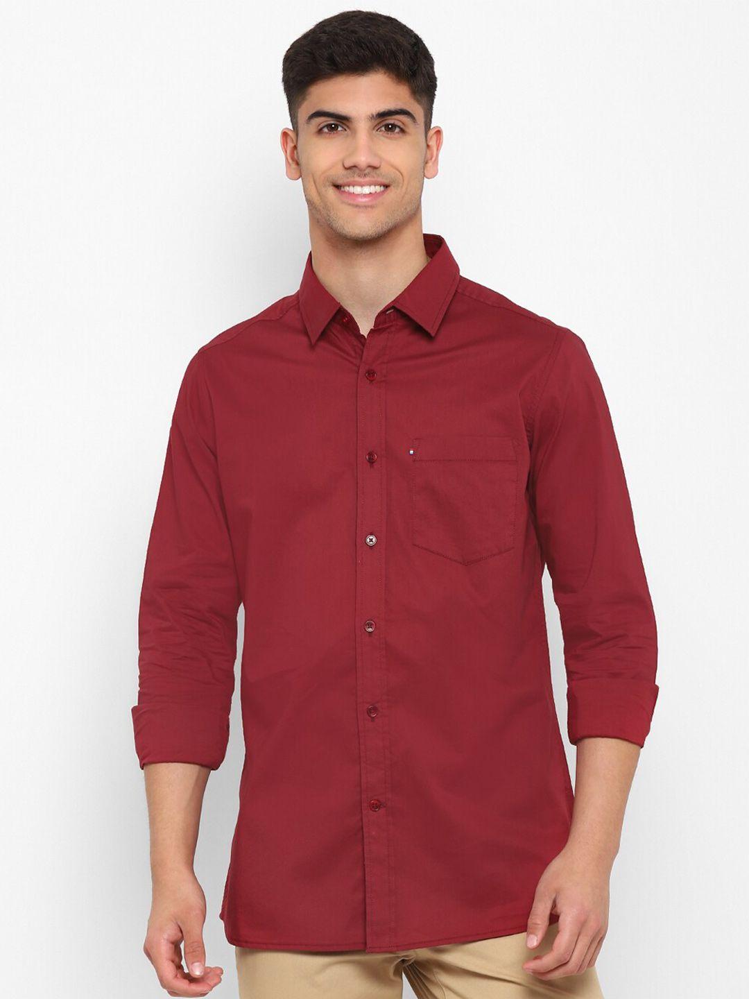 red chief slim fit spread collar cotton casual shirt