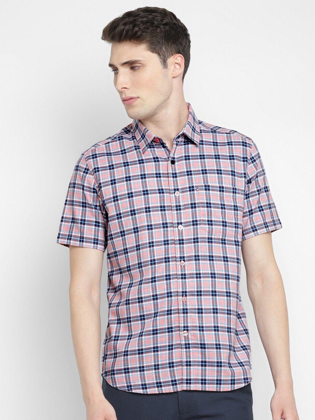 red chief slim fit tartan checks cotton casual shirt