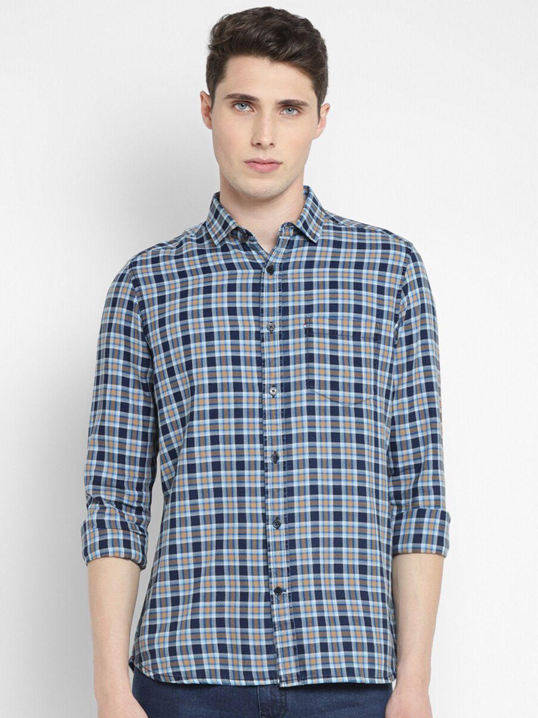 red chief slim fit tartan checks cotton casual shirt