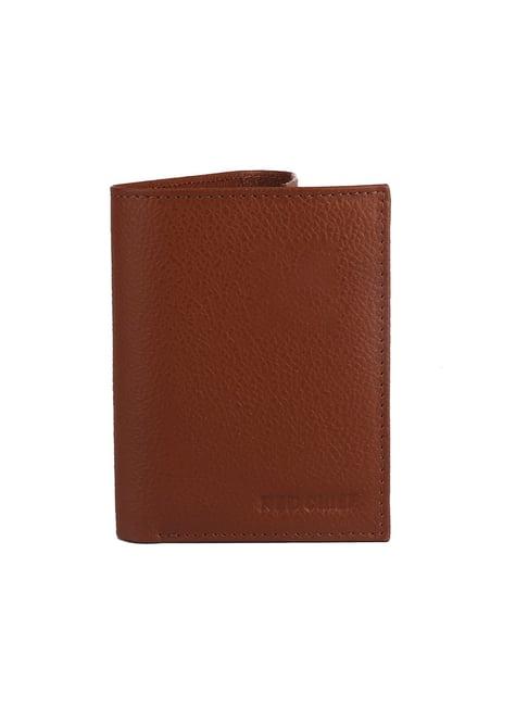 red chief tan leather tri-fold wallet for men