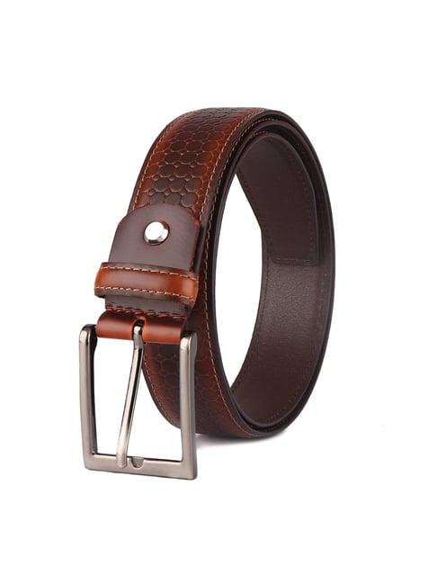 red chief tan textured leather formal belt for men