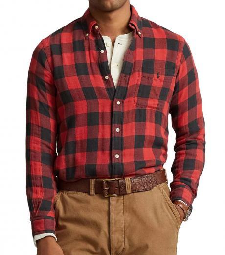 red classic fit checked shirt