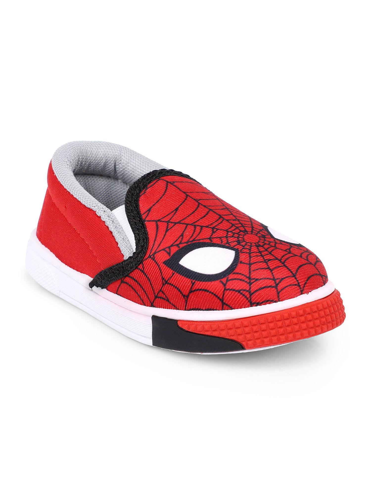 red color spiderman printed shoes for boys