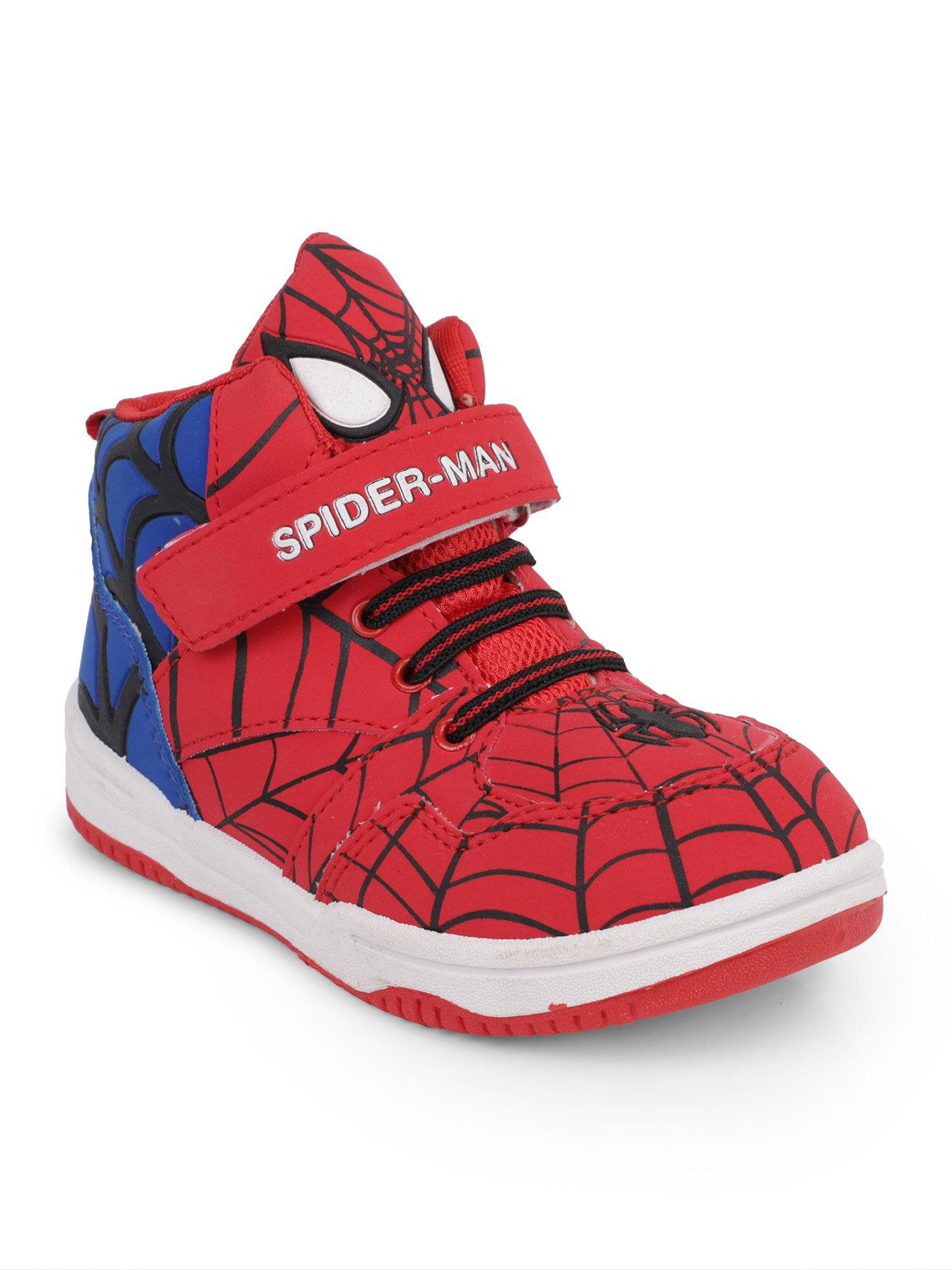 red color spiderman printed shoes for boys