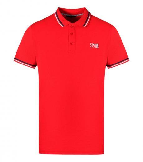 red contrasting logo print polo