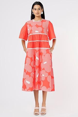 red cotton a-line dress