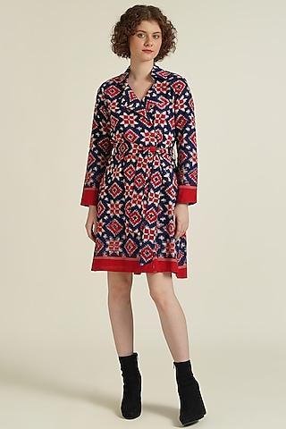 red cotton double breasted coat cum dress