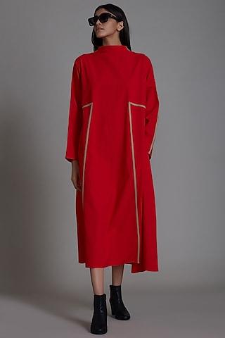 red cotton dress