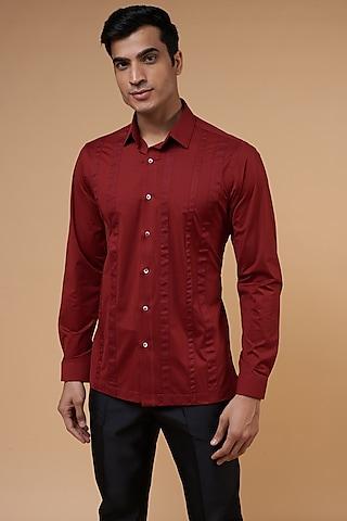 red cotton lycra knitted shirt