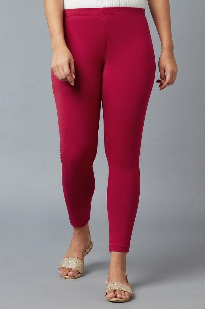 red cotton lycra tights for women