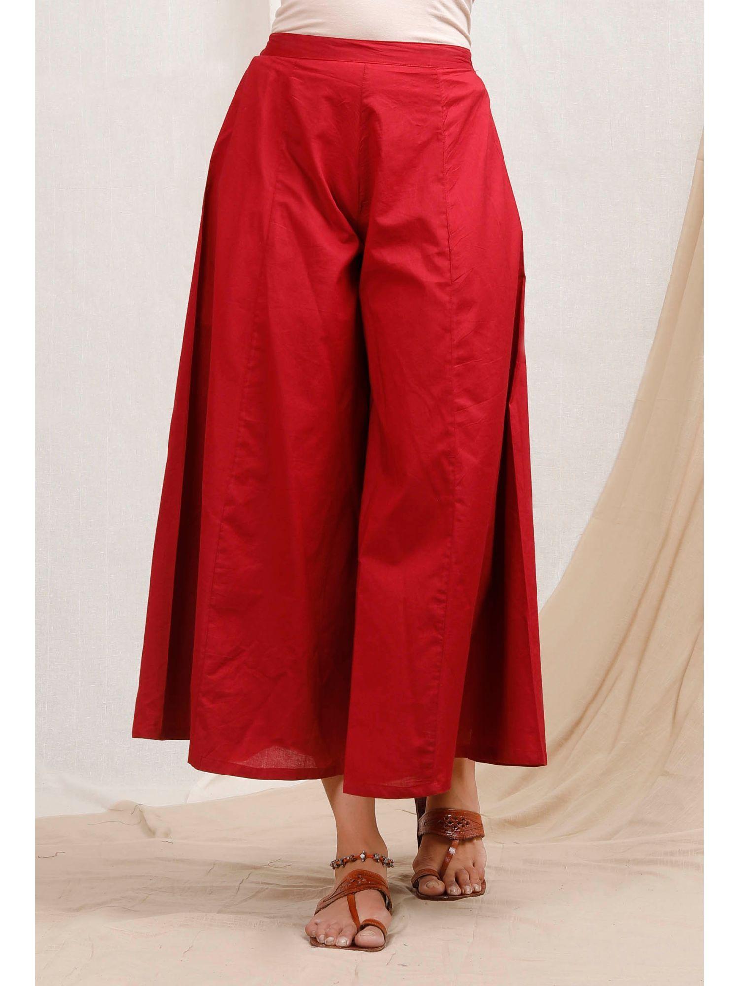 red cotton palazzo