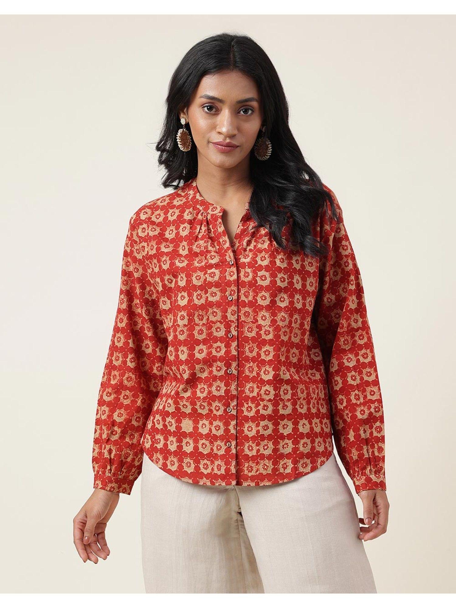 red cotton printed shirt