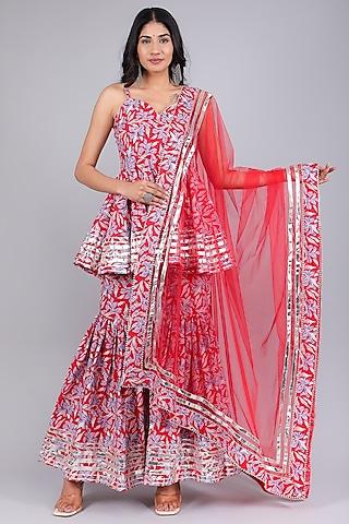 red cotton sharara set